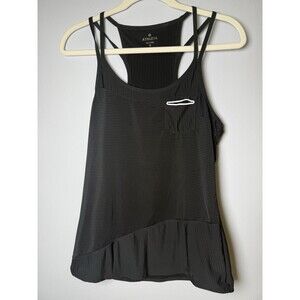 Athleta Speedsetter Tank Top Womens Small Black Double Strap Racerback w/ Pocket